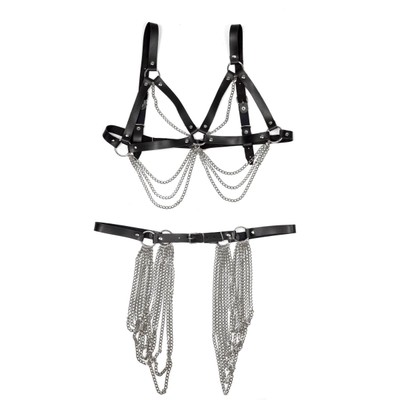Foto 2 do produto Harness com Cinto Nefertite Gold de Correntes Prateadas- New Star Couros