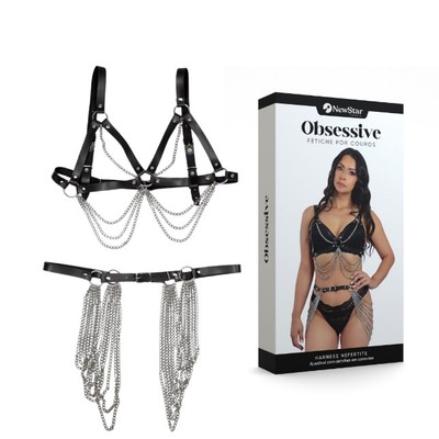 Harness com Cinto Nefertite Gold de Correntes Prateadas- New Star Couros