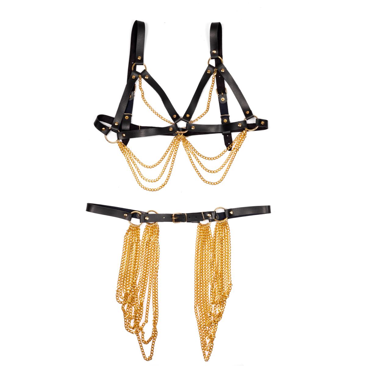 Harness com Cinto Nefertite Gold de Correntes Douradas - New Star Couros - 2
