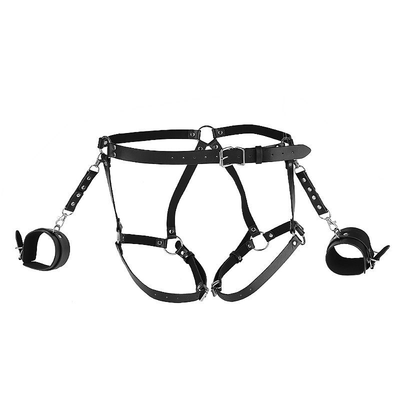 Harness em Couro Sintético com Braceletes e Detalhes com Argolas - Sexy Import | Tamanho Único | Disponível em 2 Cores - 2