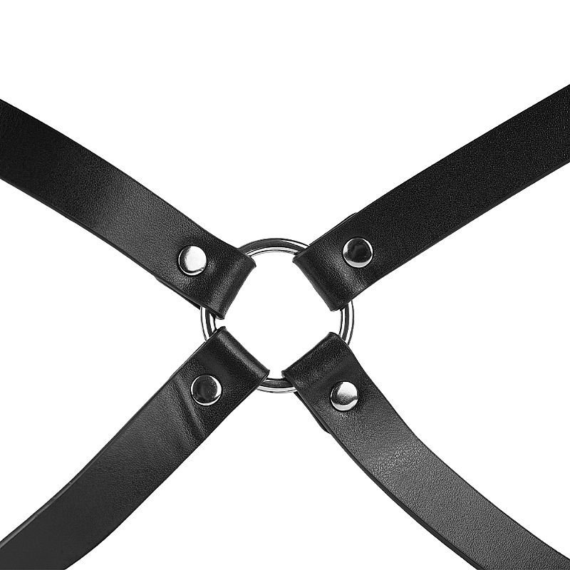 Harness em Couro Sintético com Braceletes e Detalhes com Argolas - Sexy Import | Tamanho Único | Disponível em 2 Cores - 4