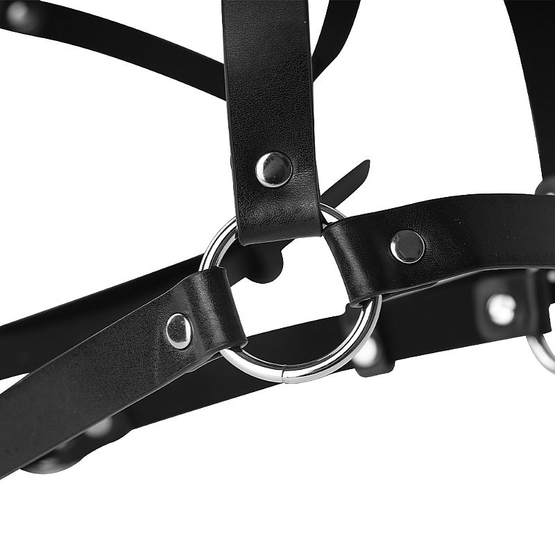 Harness em Couro Sintético com Braceletes e Detalhes com Argolas - Sexy Import | Tamanho Único | Disponível em 2 Cores - 7