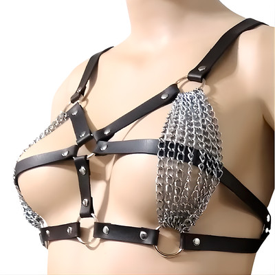 Conjunto Harness Deusa Love em Couro Sintético com Correntes - Exclusiva Linha Sado | Tamanho Único