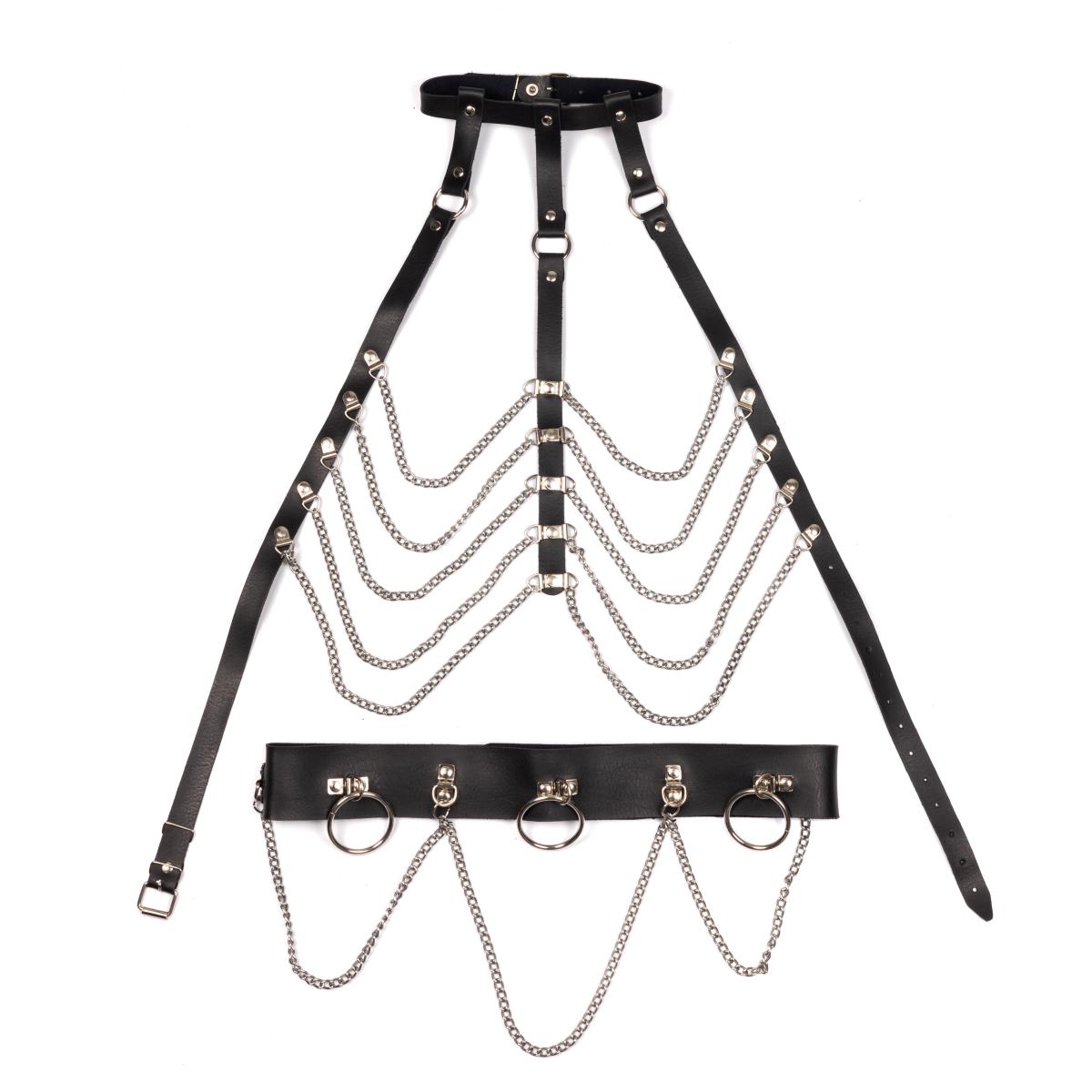 Harness Feminino Cigana com Argolas e Correntes e Cinto Largo - New Star Couros | Tamanho Único - 2