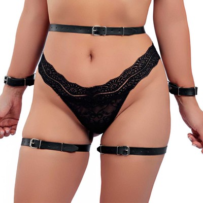 Foto 3 do produto Harness Feminino para Cintura com Algemas em Couro Montana - New Star Couros | Tamanho Único