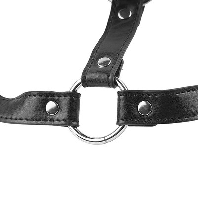 Foto 2 do produto Harness Feminino Estilo Body em Couro Sintético com Detalhes em Rebites e Argolas - SI | Tamanho Único