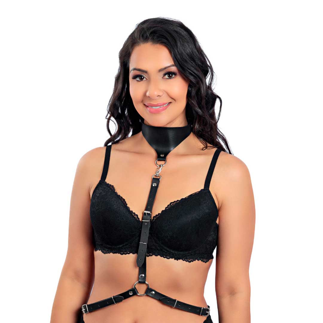 Harness Gargantilha em Couro Montana com Rebites e Argolas - New Star Couros | Tamanho Único - 4