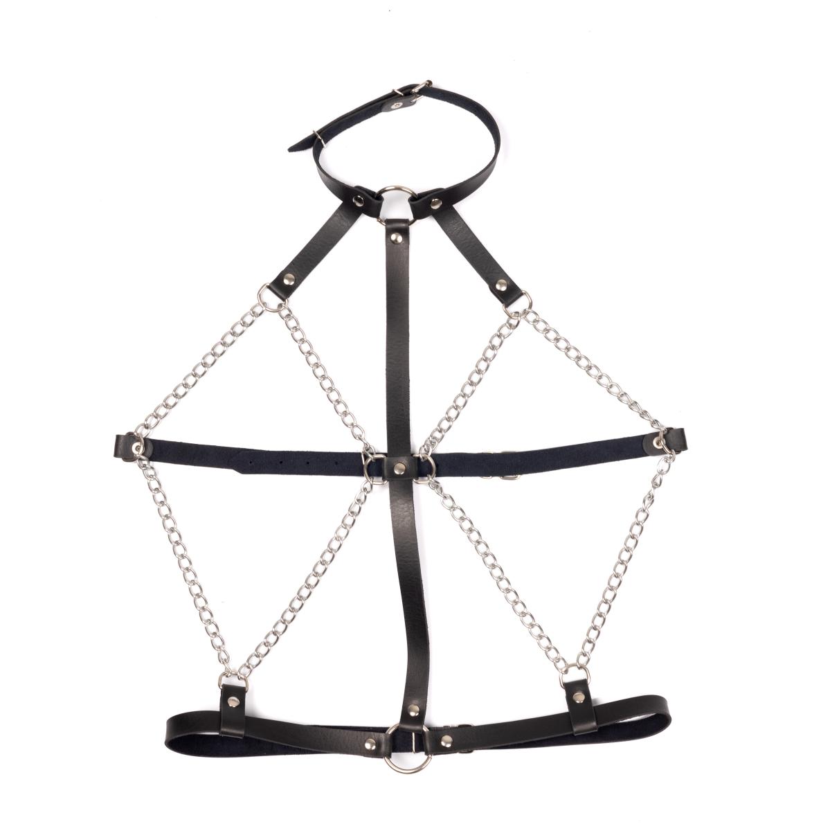 Harness Odara com Gargantilha e Correntes com Detalhes em Rebites - New Star Couros - 2
