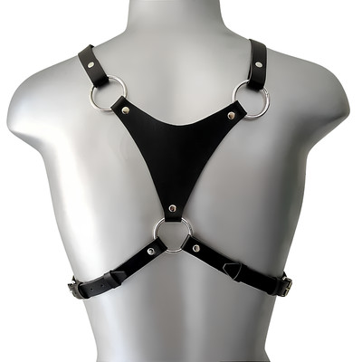 Harness Peitoral em Couro Sintético com Corrente e Mosquetão - Exclusiva Linha Sado | Tamanho Único