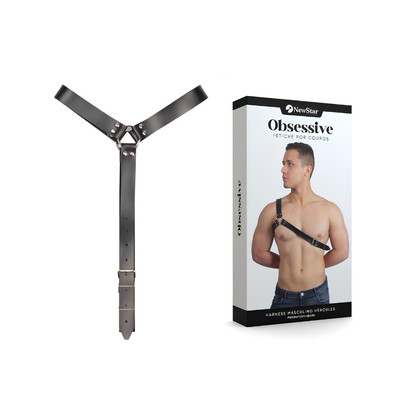 Harness Peitoral Masculino Hércules em Couro Montana com Detalhes em Rebites - New Star Couros | Tamanho Único