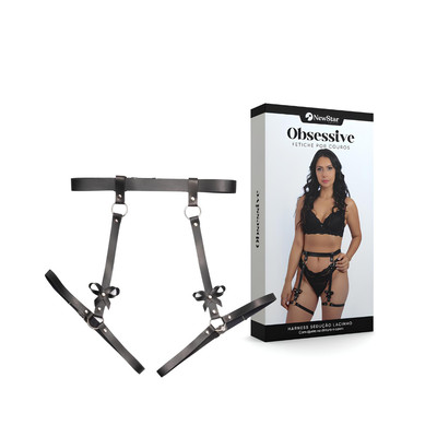 Harness Sedução com Lacinho em Couro Montana - New Star Couros | Tamanho Único