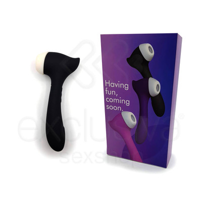 Having Fun, Coming Soon - Vibrador Estimulador de Ponto G ou de Clítoris Recarregável em Silicone com 7 Modos de Vibrações e 3 Intensidades de Sucções - 19 x 3,6 cm | Cor: Preto