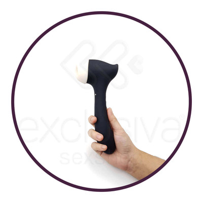Having Fun, Coming Soon - Vibrador Estimulador de Ponto G ou de Clítoris Recarregável em Silicone com 7 Modos de Vibrações e 3 Intensidades de Sucções - 19 x 3,6 cm | Cor: Preto