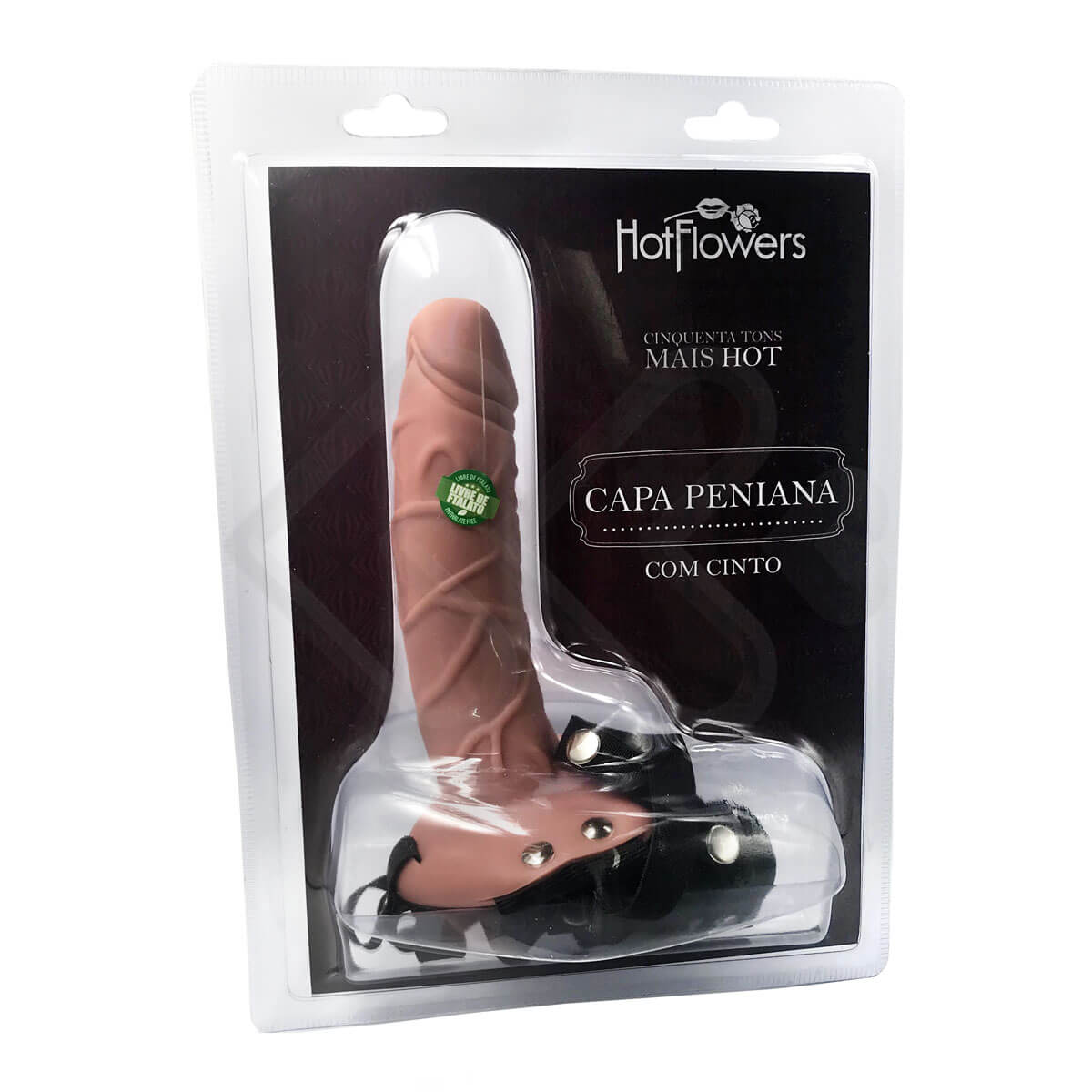 Capa Peniana Extensora com Forma de Pênis e Cinta Elástica - Hot Flowers 50 Tons | 14 x 4,5 cm - 4