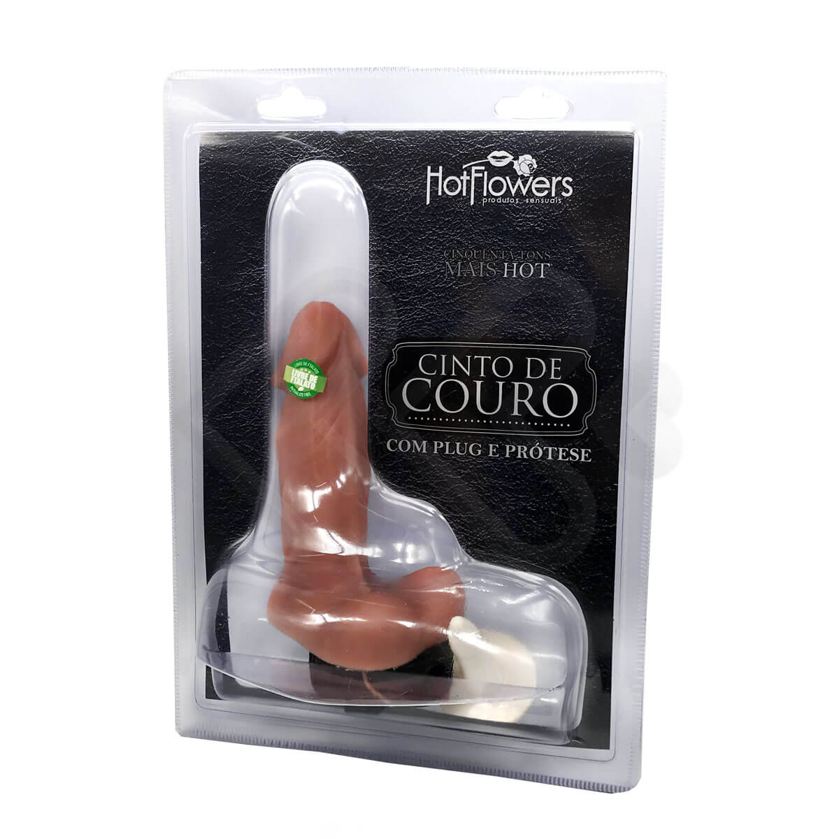 Cinta Peniana Ajustável em Couro Sintético com Prótese Realística Removível - Hot Flowers 50 Tons | 14 x 4 cm - 4