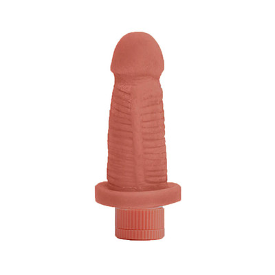 Prótese Peniana em Cyberskin com Textura Anelar e Vibração Multivelocidade - Hot Flowers Cyber | 10,1 x 4 cm