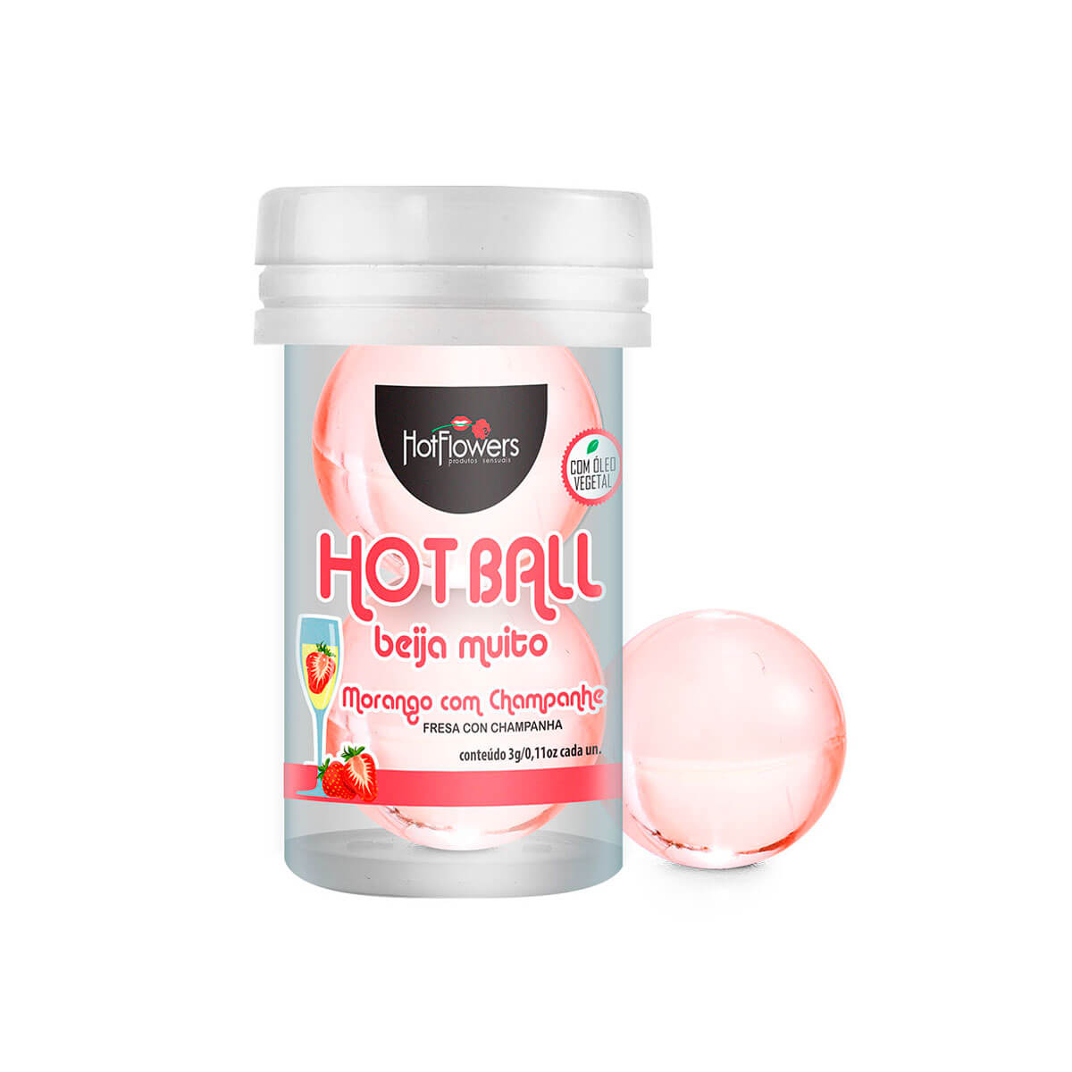 Bolinhas Explosivas com Óleos Corporais Beijáveis Aromatizados - Hot Flowers Hot Ball Beija Muito - 2 Unidades | Disponível em 7 Sabores - 7