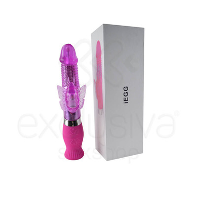 Foto 1 do produto iGox Carol - Vibrador Rotativo Recarregável com Estimulador de Clítoris em Forma de Borboleta, 6 Modos de Vibração e 6 Modos de Velocidade - 25 x 3,8 cm