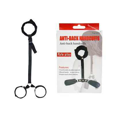 Foto 1 do produto Imobilizador com Coleira em Pelúcia e Par de Algemas - Anti Back Handcuffs Role Play