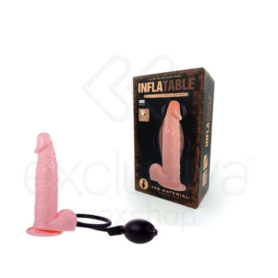 Inflatable Realistic Cock - Pênis Inflável em PVC com Escroto e Ventosa - 19,5 x 4 cm