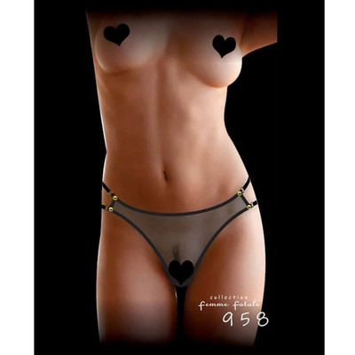 InNamorata Collection Femme Fatale - Calcinha em Nylon com Tule Transparente e Elásticos em Tiras | Tamanho Único