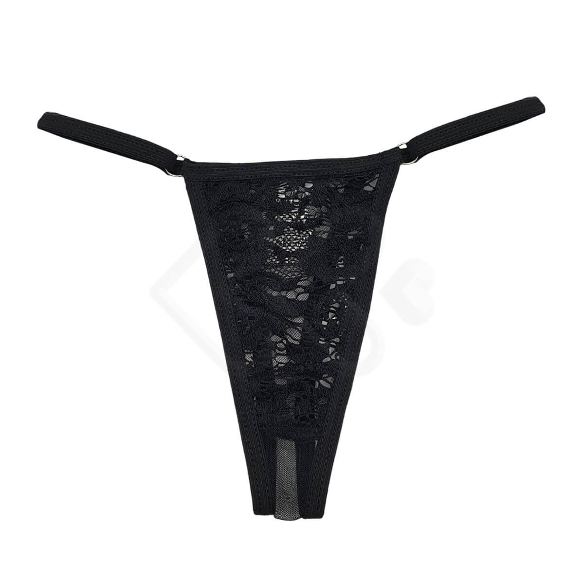 Cinta Liga Preta Renda com Elastano, Persex e Calcinha Fio Dental em Tule Transparente - InNamorata Love Items - Tamanho Único - 4