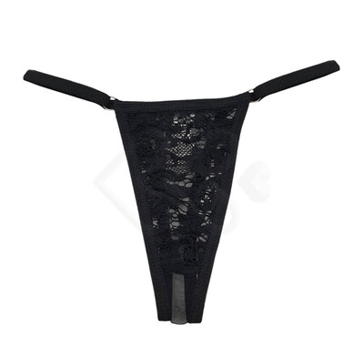Foto 4 do produto Cinta Liga Preta Renda com Elastano, Persex e Calcinha Fio Dental em Tule Transparente - InNamorata Love Items - Tamanho Único