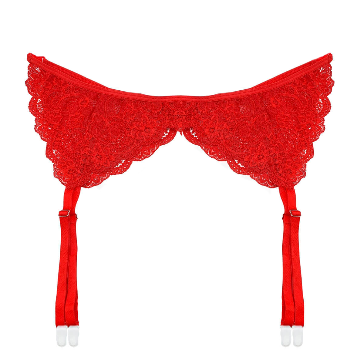 Cinta Liga Vermelha em Renda Guipir com Persex e Calcinha Fio Dental em Tule Transparente - InNamorata Love Items | Tamanho Único - 2