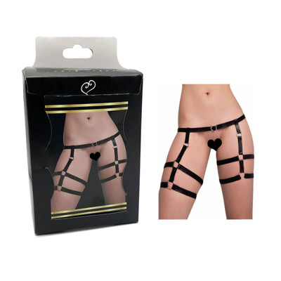 Cinta Liga em Couro Ecológico com Fivela Ajustável e Detalhes em Rebite - InNamorata Love Items Fetish 02 | Tamanho Único