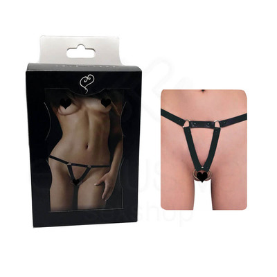 Calcinha Sado em Couro Ecológico com Formato Triangular e Elástico Ajustável - InNamorata Love Items Fetish | Tamanho Único