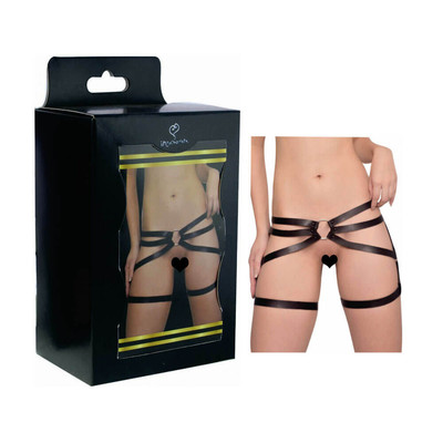 InNamorata Love Items Liga Fetish 05 - Cinta Liga em Couro Ecológico com Detalhes em Rebite e Fivela Ajustável