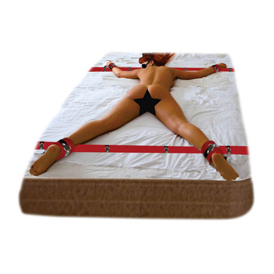 Foto 2 do produto Amarras em Nylon com Algemas, Tornozeleiras e Venda em Couro Sintético - InNamorata Sex Night Cama Graduada | Disponível em 2 Cores