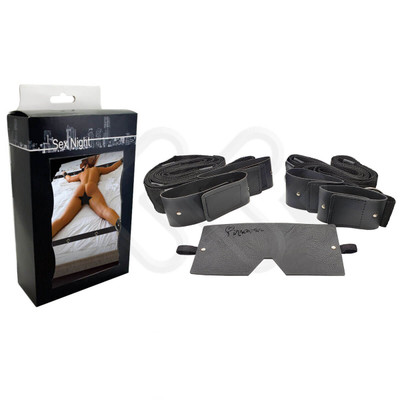 Foto 7 do produto Amarras em Nylon com Algemas, Tornozeleiras e Venda em Couro Sintético - InNamorata Sex Night Cama Graduada | Disponível em 2 Cores