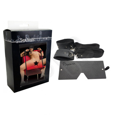 Kit Amarras para Cadeira em Nylon com Algemas e Venda para Olhos - InNamorata Sex Night |  4 Itens