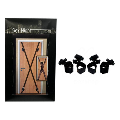 Amarras para Portas com 4 Algemas em Couro Ecológico Ajustável - InNamorata Sex Night - Tamanho Único