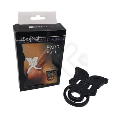 Anel Peniano Duplo em Forma de Borboleta para Pênis e Escroto com Texturas Estimuladoras - Innamorata Sex Night | 5,4 x 4,1 cm | 3,2 x 1,9 cm