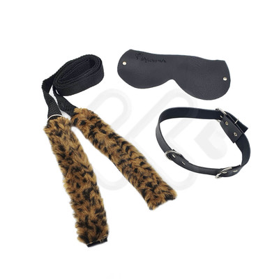 Foto 2 do produto Arreio Estilo "Cavalinho" com Alças em Pelúcia e Coleira em Couro com Venda Ajustável - InNamorata Sex Night | Disponível em 5 Cores