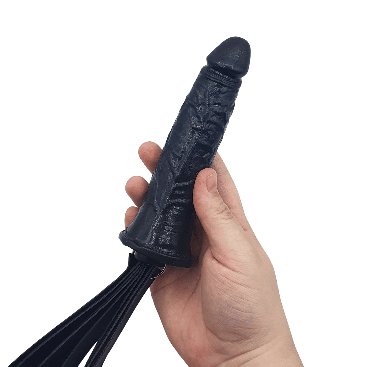 Chicote com Tiras em Couro Ecológico no Formato de Prótese Peniana com Veias Salientes e Glande Definida - InNamorata Sex Night | 51 x 4,5 cm - 2