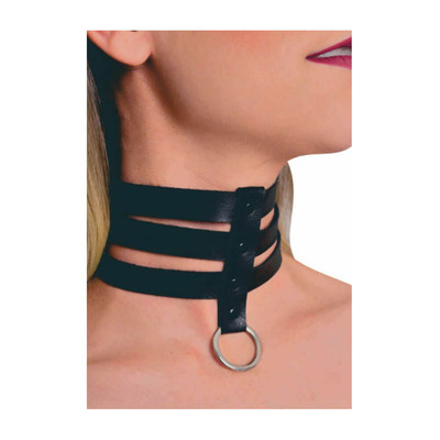 Coleira em Couro Ecológico Ajustável com 3 Tiras Exclusivas e Detalhes em Rebite - InNamorata Sex Night Choker