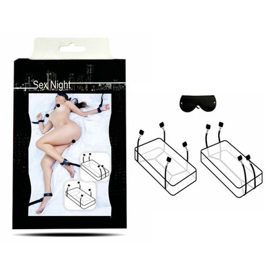 Kit com 4 Amarras para Cama em Couro Ecológico com Venda para os Olhos - InNamorata Sex Night Kama -