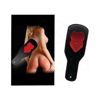 Palmatória em Couro Ecológico com Detalhes em Coração e Suporte para Pegada - InNamorata Sex Night - 31,5 cm