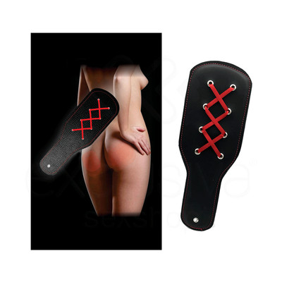 Palmatória em Couro Ecológico com Detalhes em Laços Cruzados em Cetim e Suporte para Pegada - InNamorata Sex Night - 31,5 cm