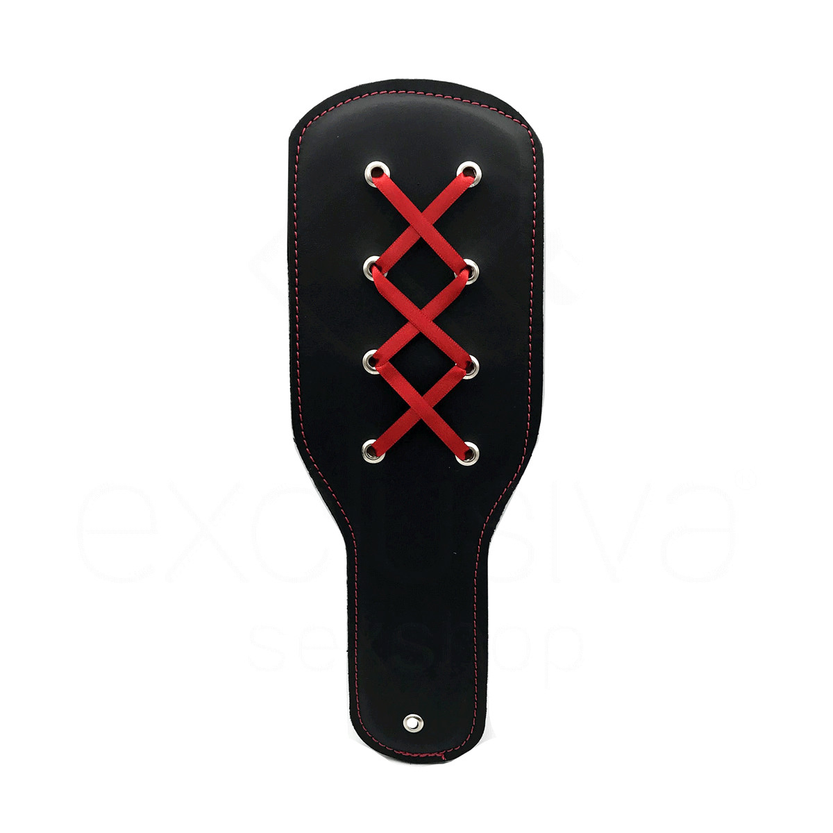 Palmatória em Couro Ecológico com Detalhes em Laços Cruzados em Cetim e Suporte para Pegada - InNamorata Sex Night - 31,5 cm - 3