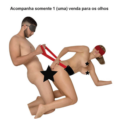 Puxador Cavalona em Couro e Nylon e com Venda para Olhos - InNamorata Sex Night