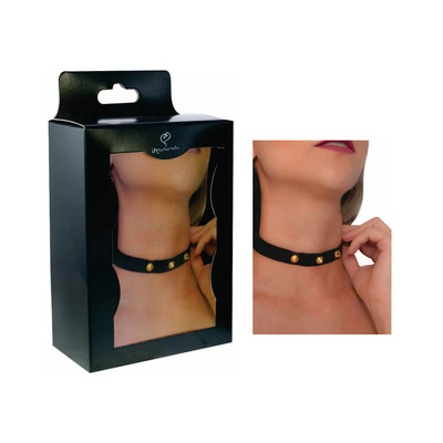 Coleira Feminina em Couro Ecológico com Detalhes em Spike Médio e Trava de Segurança - InNamorata Sexy Night Choker Spike