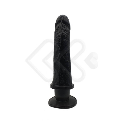 Foto 3 do produto Prótese Peniana Preta Realística em Silicone com Vibração Única, Leves Texturas de Veias, Ventosa e Glande Definida - InNamorata Versátil N°47 Black | 18,3 x 4,9 cm