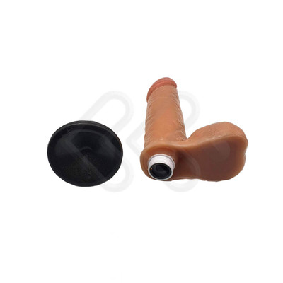 Foto 6 do produto Prótese Peniana Realística em Silicone com Ventosa, Vibração Única, Leves Texturas de Veias, Escroto e Glande Definida - Innamorata Versátil N°48 - 15,7 x 4,8 CM