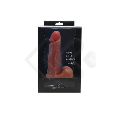 Foto 2 do produto Prótese Peniana Realística em Silicone com Ventosa, Vibração Única, Leves Texturas de Veias, Escroto e Glande Definida - Innamorata Versátil N°48 - 15,7 x 4,8 CM