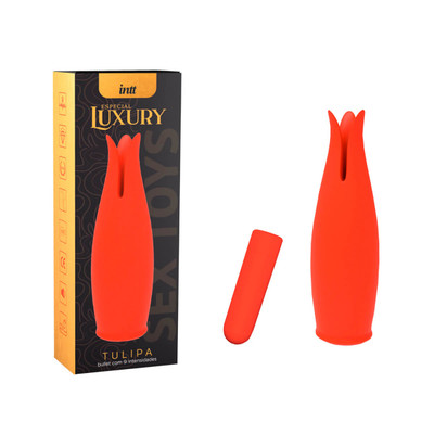 Foto 1 do produto Bullet Vibratório á Prova D'Água com 9 Modos de Vibração, Capa Estimuladora e Carregamento via Magnetismo - Intt Especial Luxury Tulipa - 11,2 x 3,2 cm
