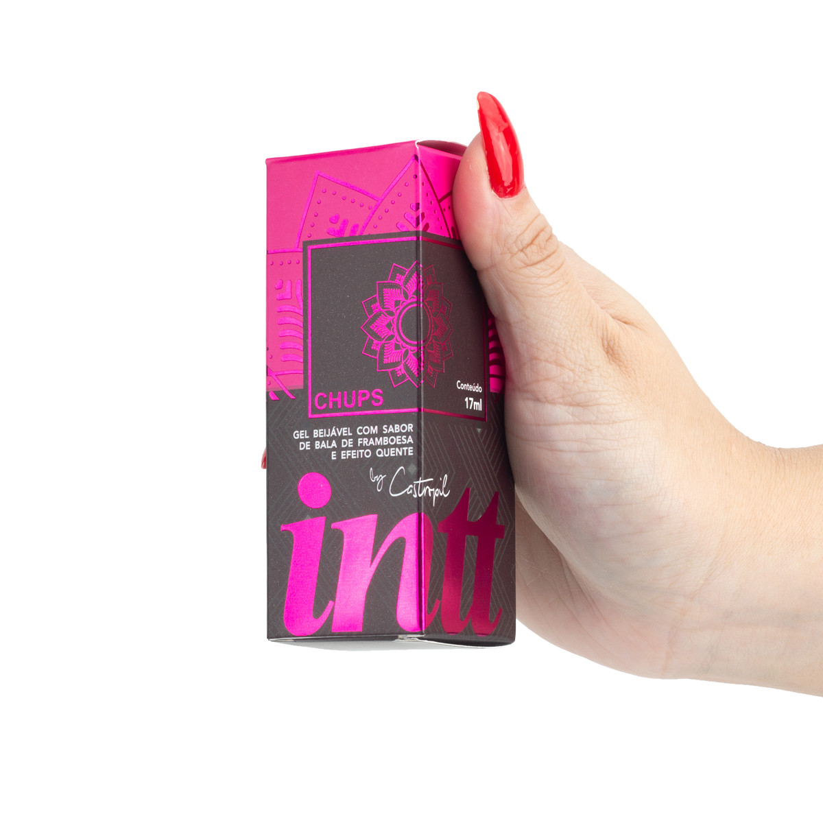 Gel Beijável com Sabor de Bala de Framboesa e Efeito Quente - Intt Golden Chups By Castropil | 17ml - 3